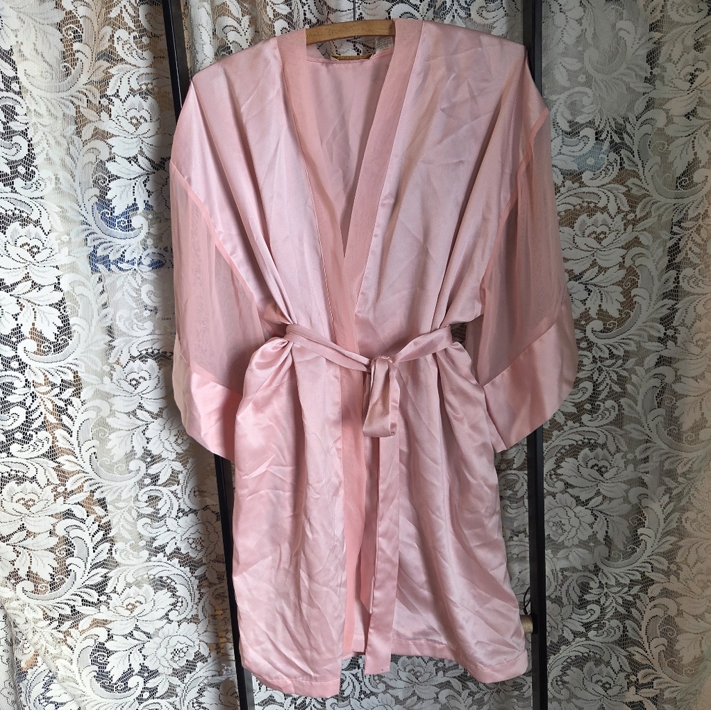 Vintage Victorias Secret Pink Satin Women's Robe